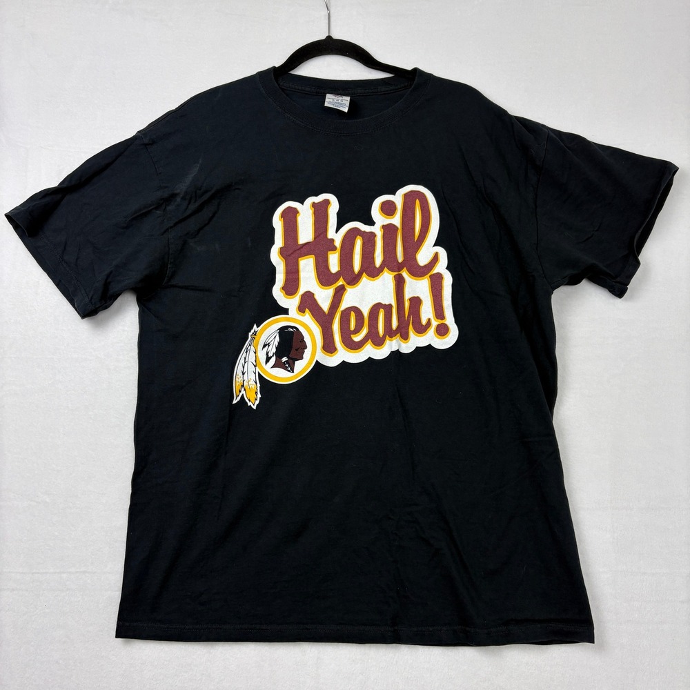 Jerzees Washington Redskins Hail Yeah Black Graphic T-Shirt Mens XL Heavyweight